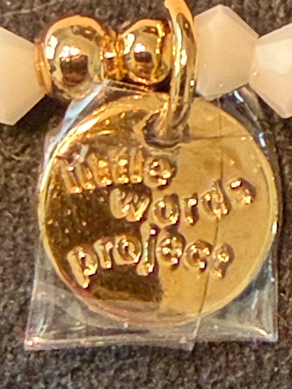 NWT Little Words Project “GLOWING” Beaded Stretch Bracelet | White & Gold - Picture 4 of 5